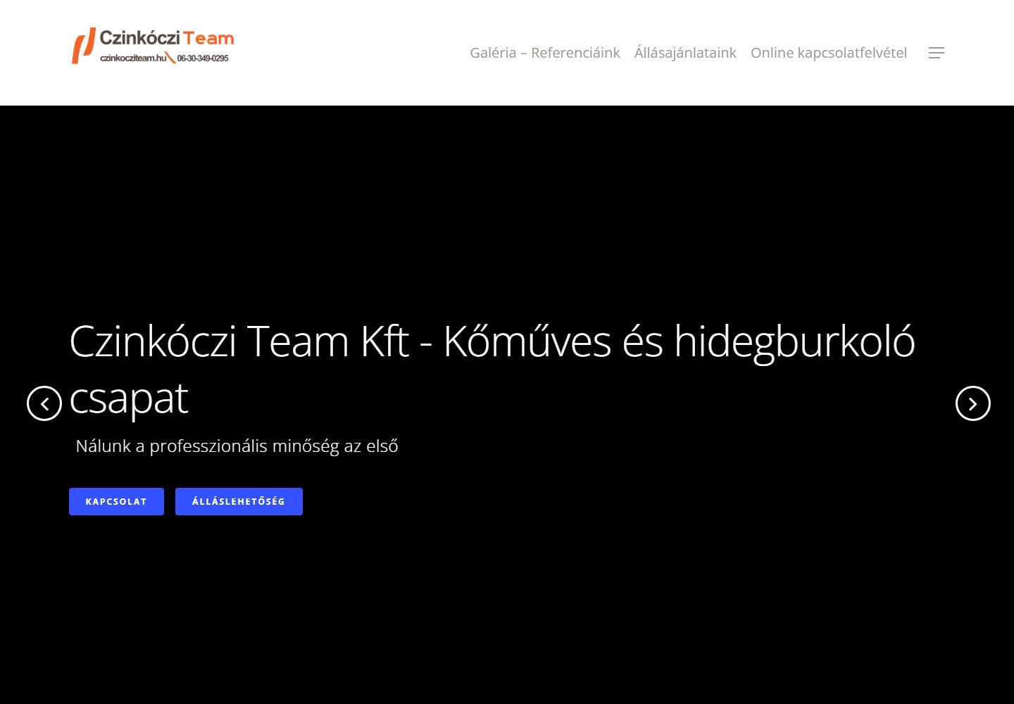 Czinkóczi Team weboldal előnézete