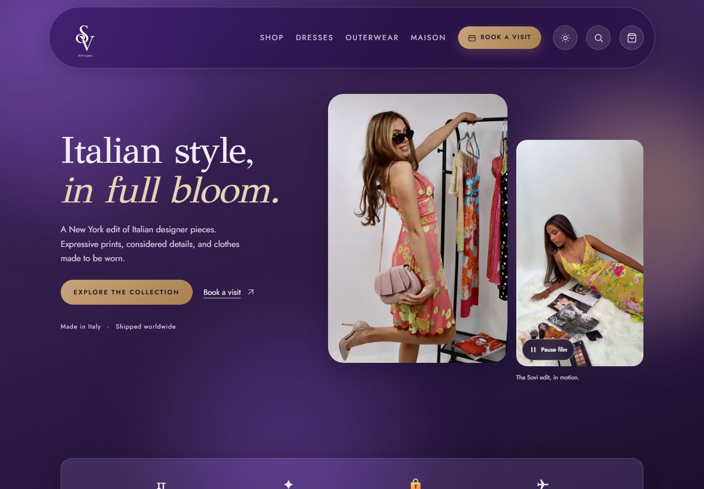 Sovi Couture weboldal előnézete